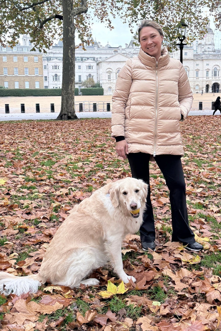 The Dorchester | Down Coat with Chunky Zipper | Taupe - Cotes of London
