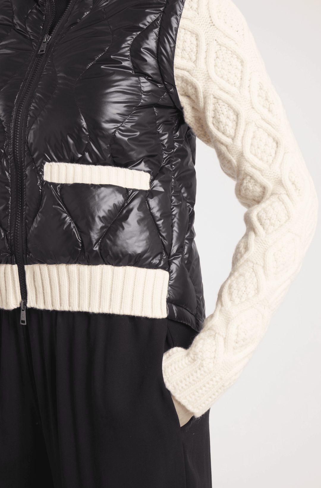 The Hyde | Quilted Down / Wool Jacket | Midnight Black / Beige - Cotes of London