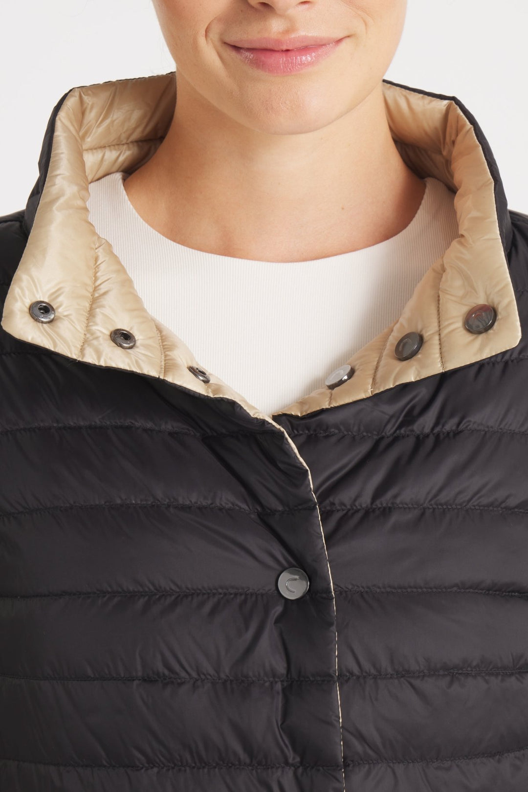 The Knightsbridge | Lightweight 2 in 1 Reversible Down Coat | Matte Black / Taupe - Cotes of London