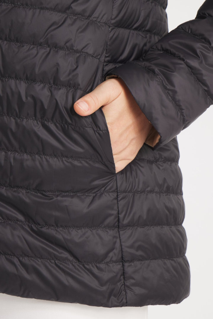 The Knightsbridge | Lightweight 2 in 1 Reversible Down Coat | Matte Black / Taupe - Cotes of London