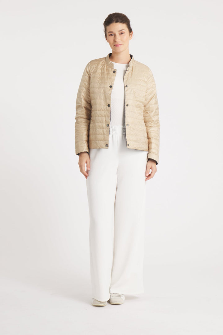 The Leicester in Matte | 2 in 1 Reversible Down Jacket | Camel / Ivory - Cotes of London