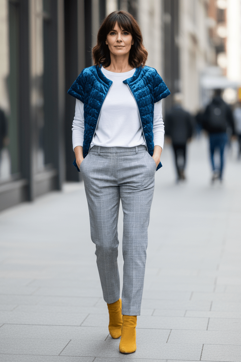 The St Ives | Velour | Down Vest | Indigo - Cotes of London