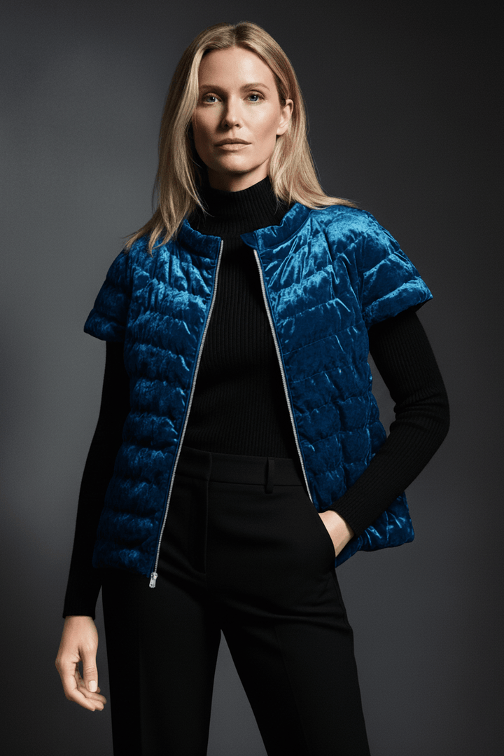 The St Ives | Velour | Down Vest | Indigo - Cotes of London